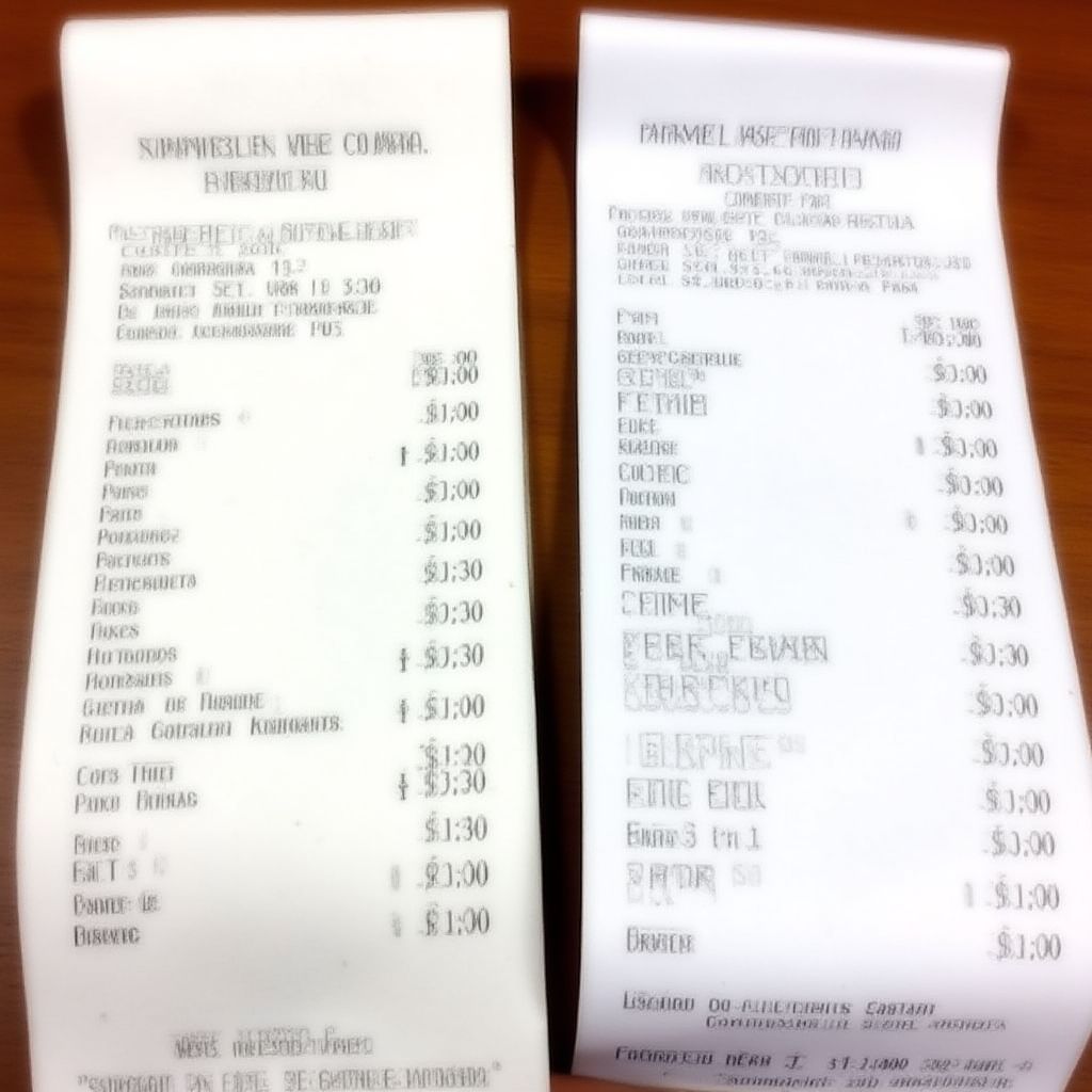 Comparación de recibos de compra antes y después