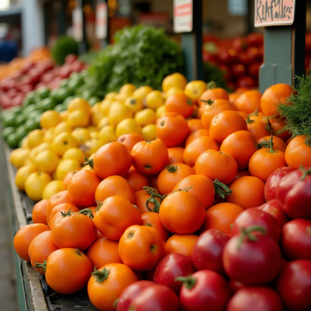 Frutas y verduras de temporada en un mercado